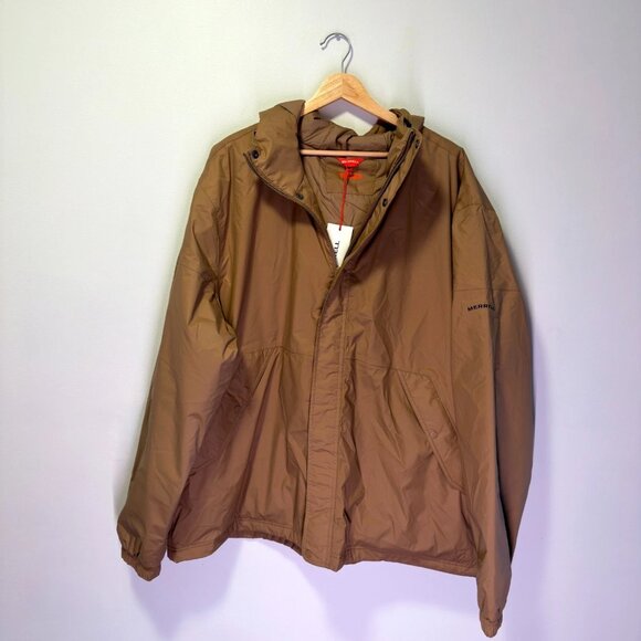 Merrell Men’s Fallon Insulated Rain Shell Jacket XXL Sepia Brown NWT Waterproof - Picture 1 of 6